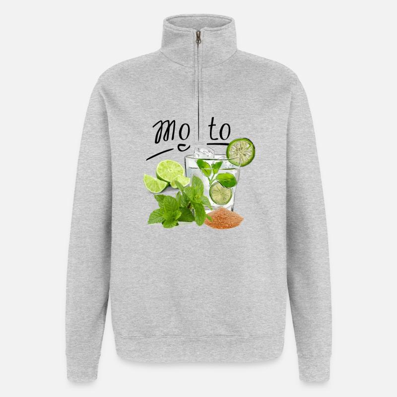 Mojito Drink ART - Sweat à zip 1/4 - gris chiné