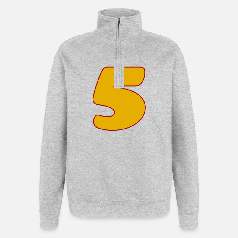5 - Quarter-Zip-Sweatshirt - Grau meliert