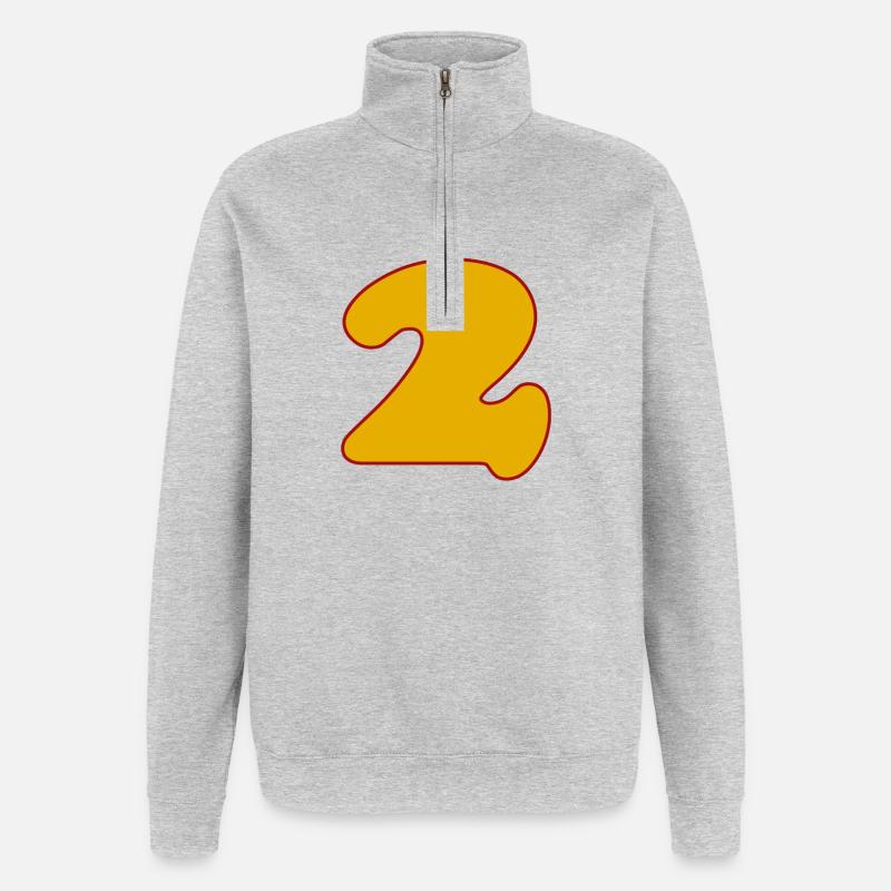 2 - Sweat à zip 1/4 - gris chiné