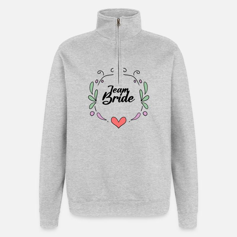 Team Bride - Quarter-Zip Sweatshirt - heather grey