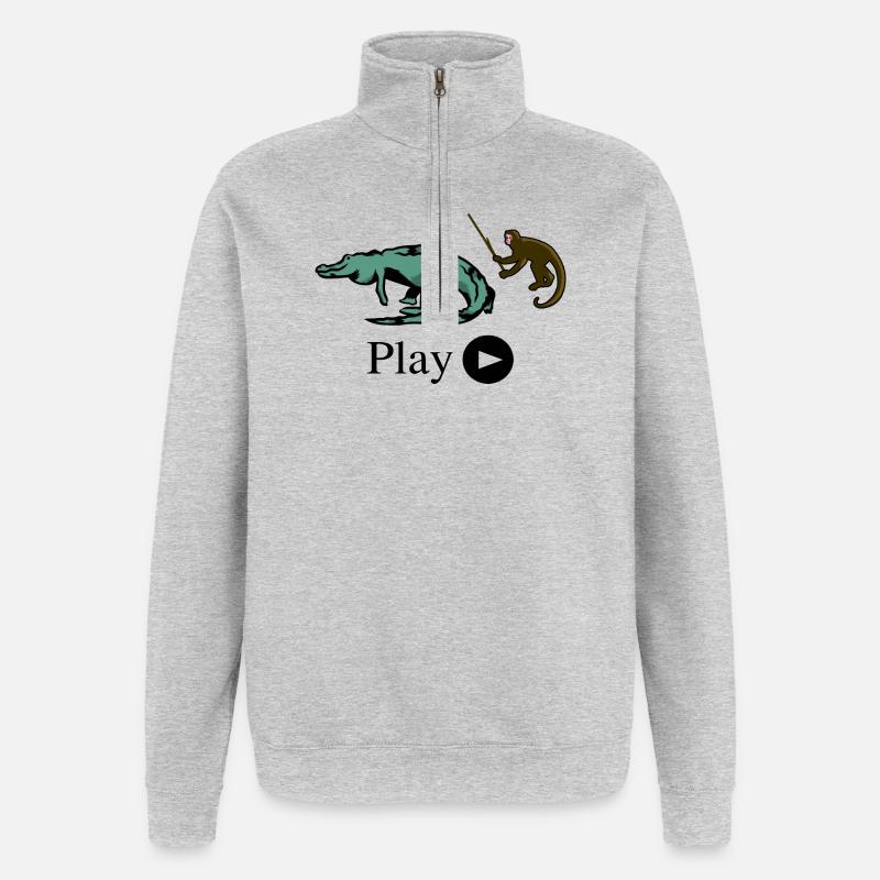 Monkey and crocodile - Quarter-Zip Sweatshirt - heather grey
