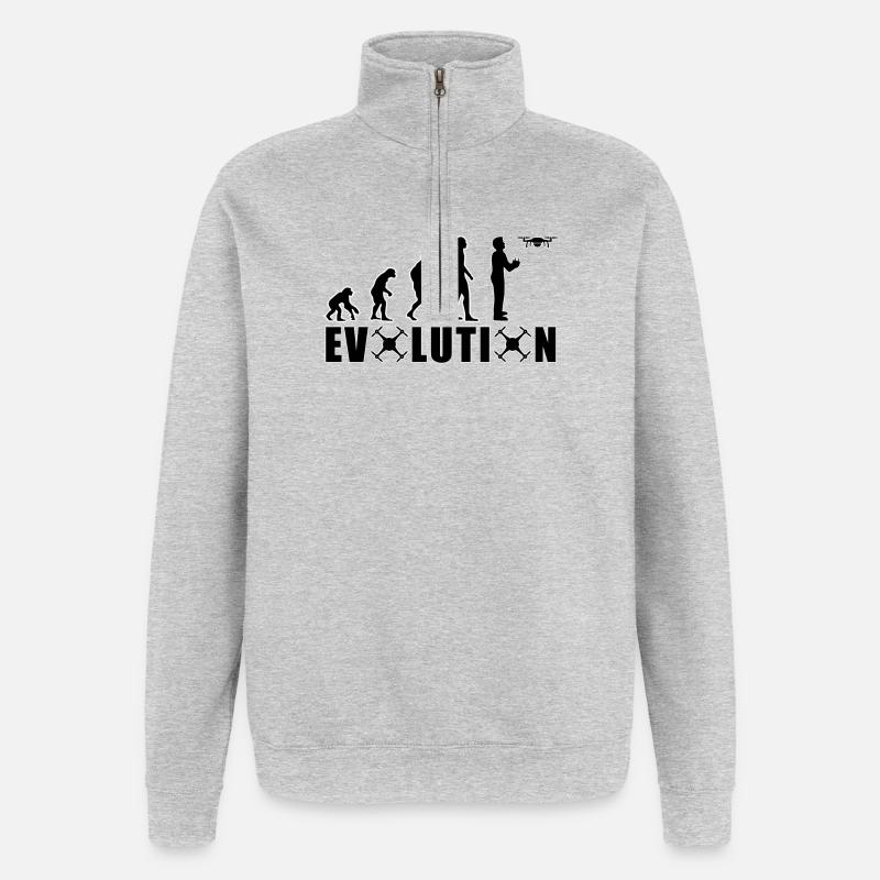 EVOLUTION DROHNE Geschenk Bodenpilot Fliegen - Quarter-Zip-Sweatshirt - Grau meliert