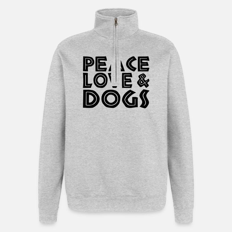 Paix, amour et chiens - Sweat à zip 1/4 - gris chiné