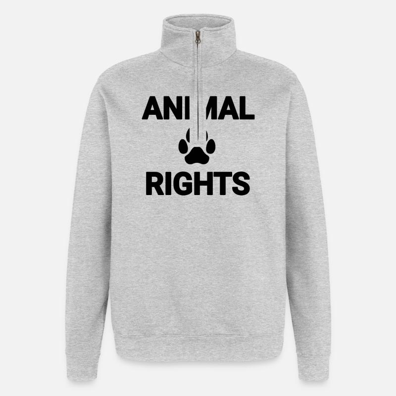 Droits des animaux - Sweat à zip 1/4 - gris chiné