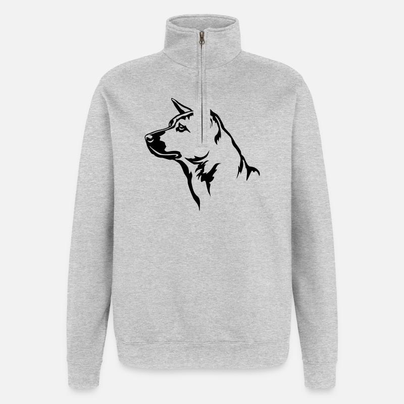 Thai Ridgeback Head - Sweat à zip 1/4 - gris chiné
