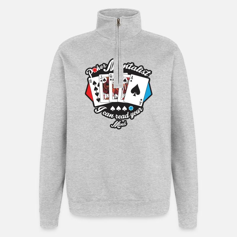 Poker Mind Reader - Quarter-Zip Sweatshirt - heather grey