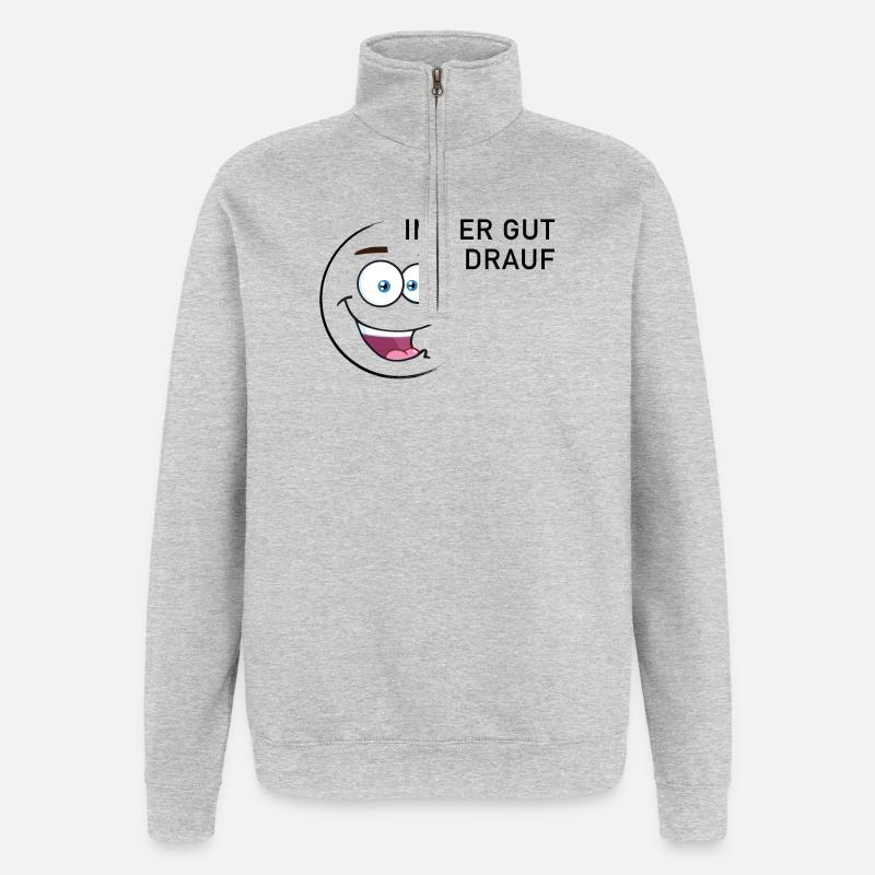 Immer gut drauf | smiley - Quarter-Zip-Sweatshirt - Grau meliert