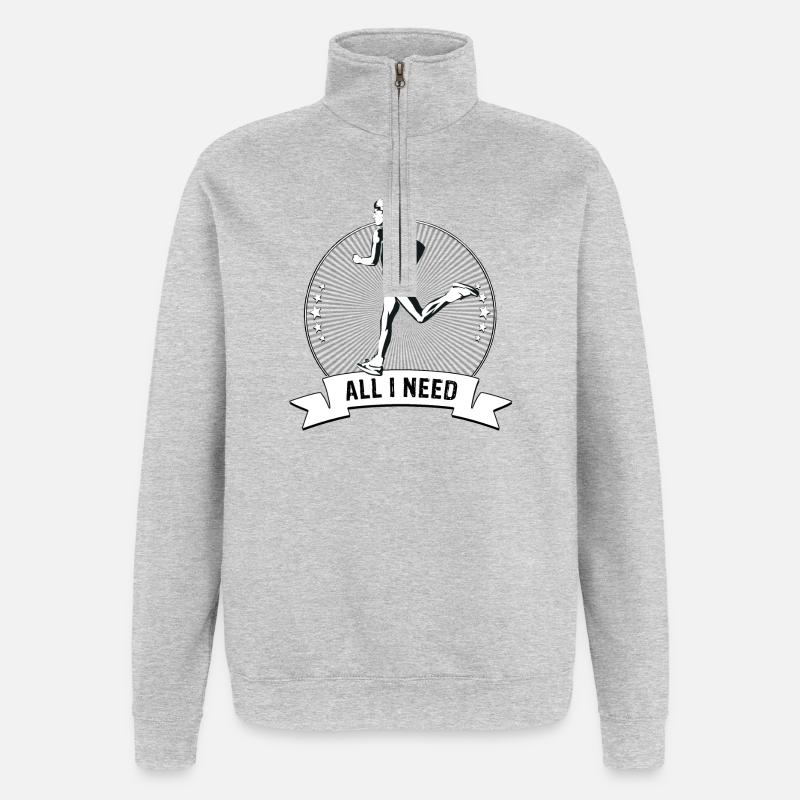 JOGGEUR D’EMBLÈME DE COURSE À PIED - Sweat à zip 1/4 - gris chiné