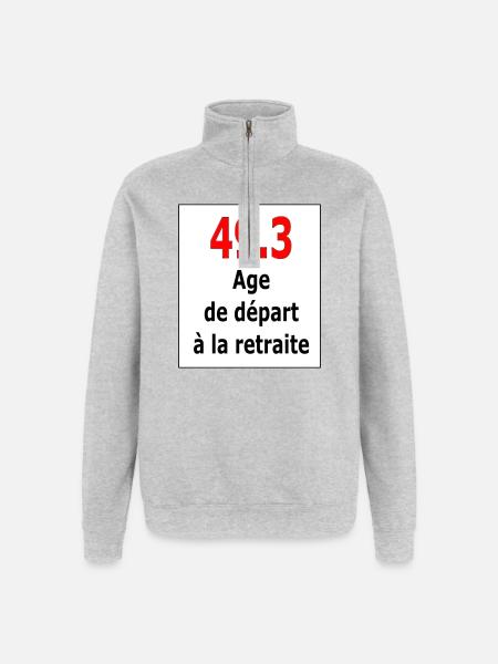 49.3 - Sweat à zip 1/4 - gris chiné