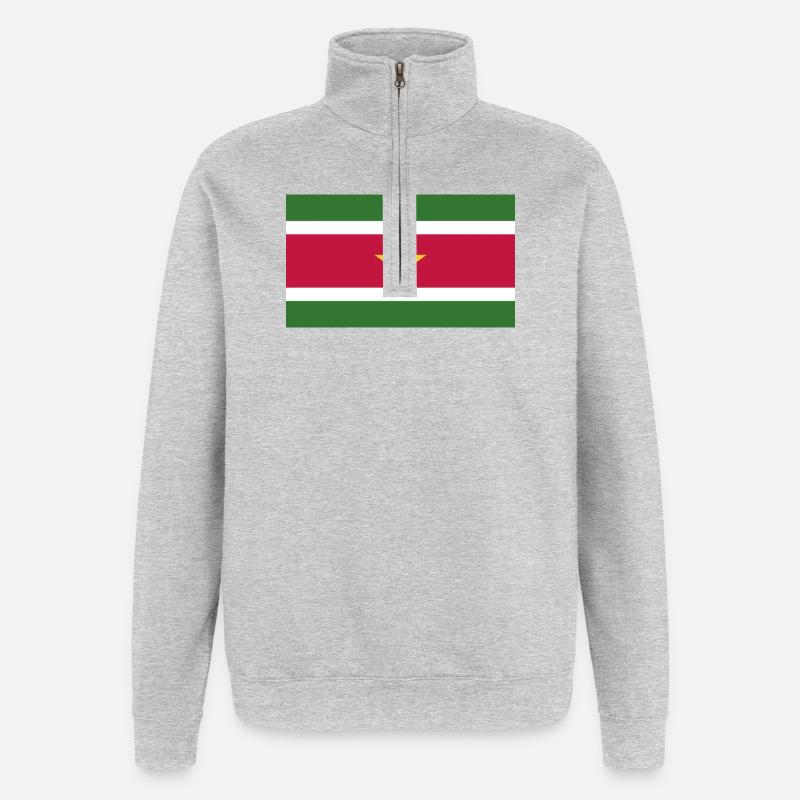 Drapeau du Suriname - Sweat à zip 1/4 - gris chiné