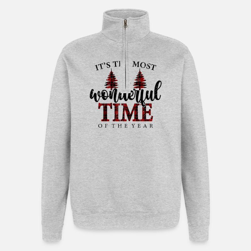 Time Plaid Trees - Quarter-Zip Sweatshirt - heather grey