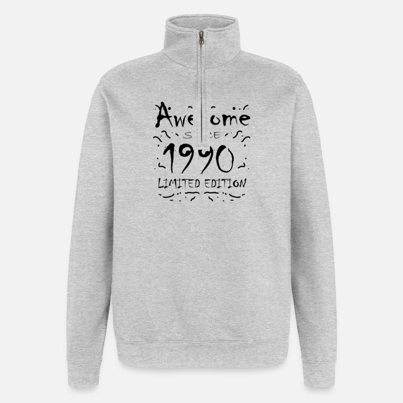 1990 - Born 1990 - Quarter-Zip Sweatshirt - heather grey
