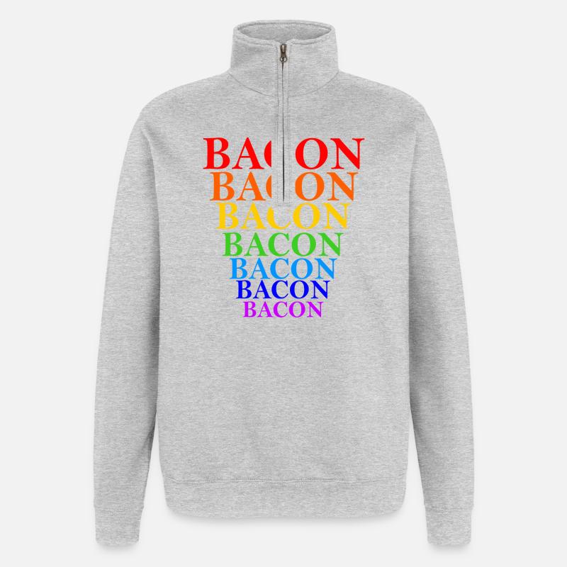 Regenbogen Bacon Stapel Design - Quarter-Zip-Sweatshirt - Grau meliert