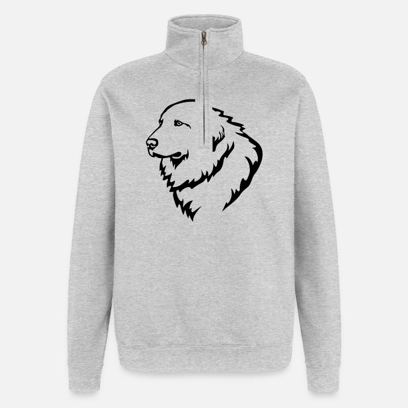 Pyrenäenberghund Kopf - Quarter-Zip-Sweatshirt - Grau meliert