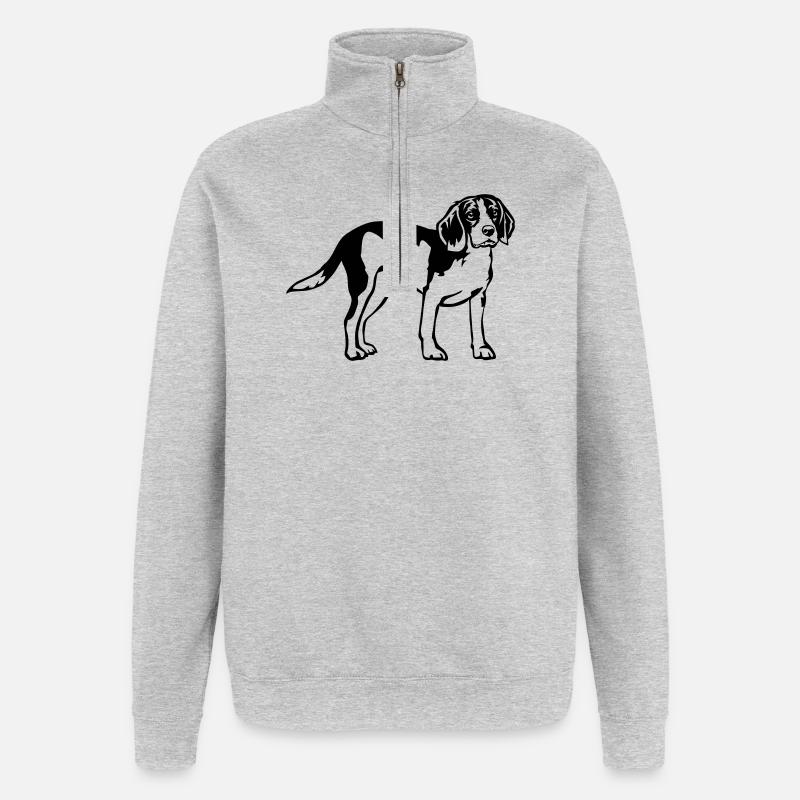 Beagle - Sweat à zip 1/4 - gris chiné