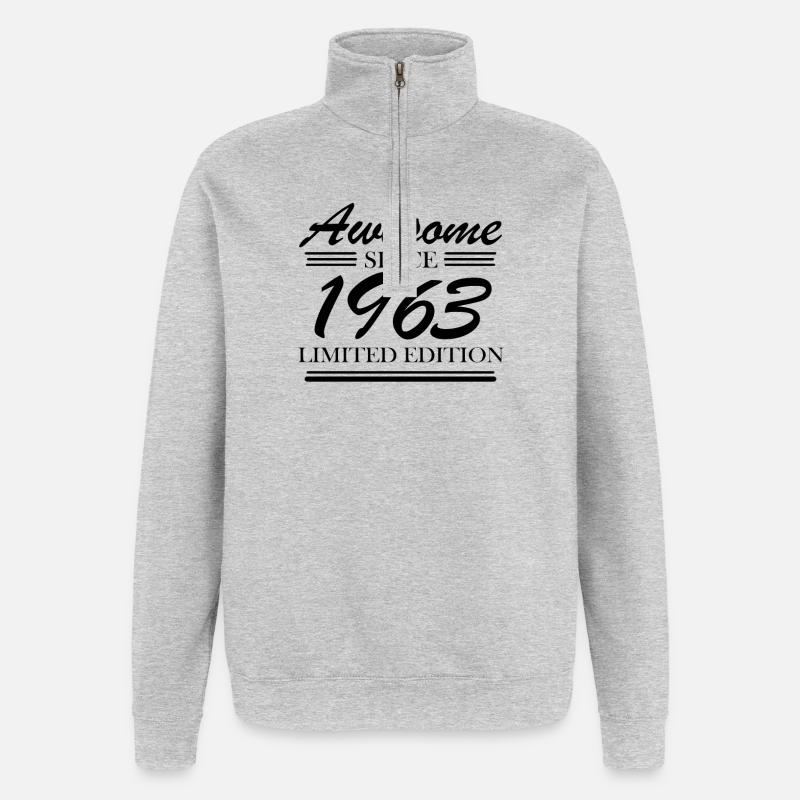 1963 - Né en 1963 - Sweat à zip 1/4 - gris chiné