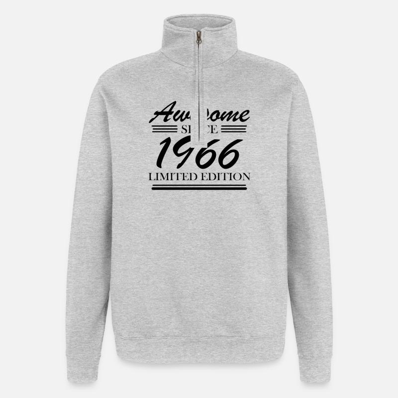 1966 - Né en 1966 - Sweat à zip 1/4 - gris chiné