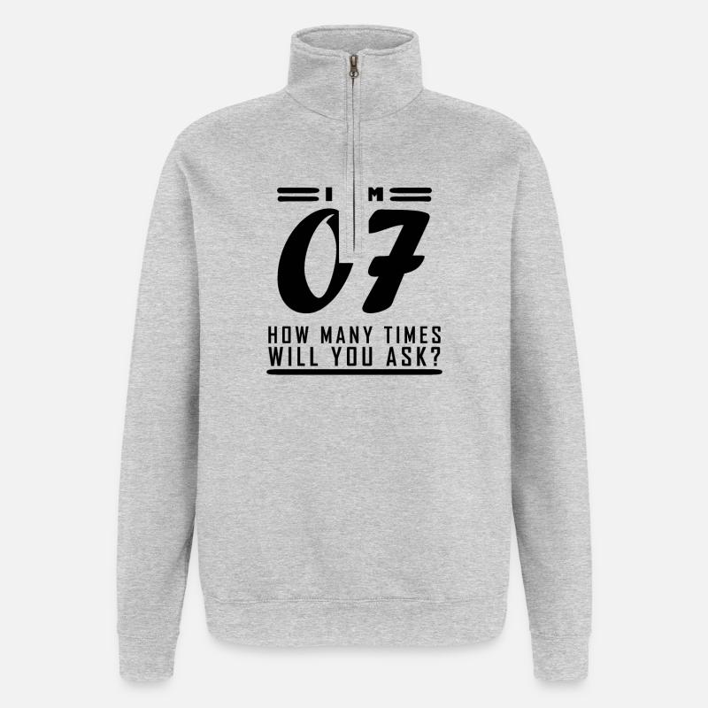 Je suis 7 – 7ème cadeau d’anniversaire - Sweat à zip 1/4 - gris chiné