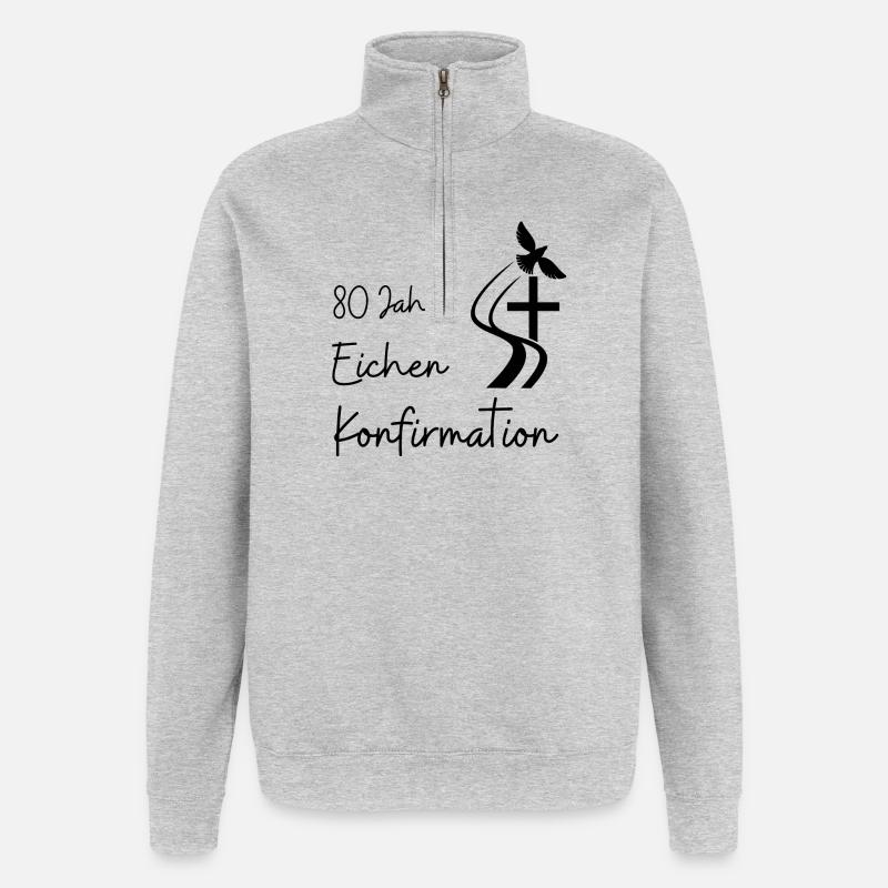 Eichen Konfirmation 80 Jahre Jubelkonfirmation - Quarter-Zip-Sweatshirt - Grau meliert
