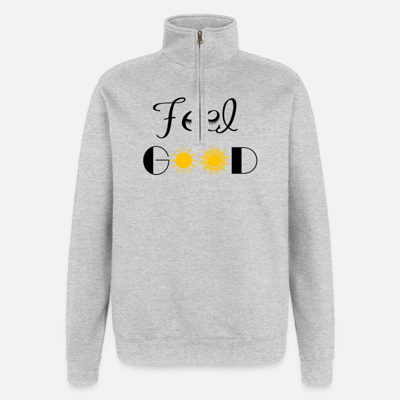 feel good - Sweat à zip 1/4 - gris chiné