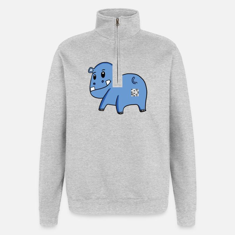 Hippo Ass - Hippopotame Butt - Sweat à zip 1/4 - gris chiné