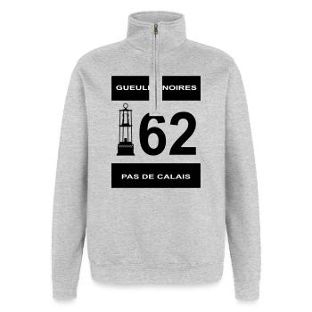 62 Pas de Calais - Quarter-Zip-Sweatshirt - Grau meliert - Vorne - AI Model Female 172 light (172cm) & AI Model Male 178 dark (178cm)