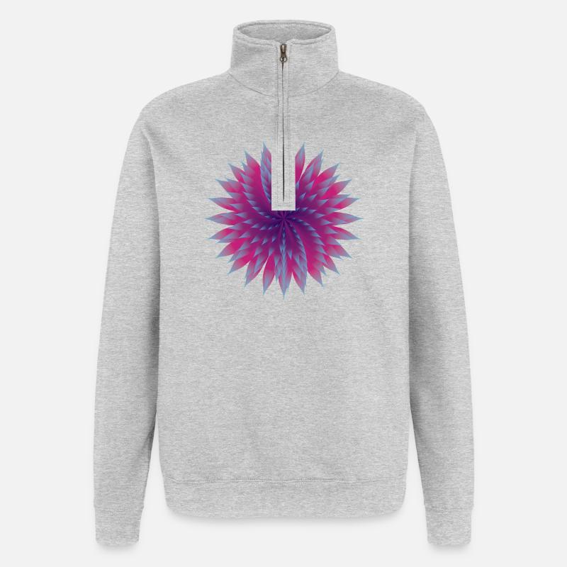 Fleur vectorielle - Sweat à zip 1/4 - gris chiné