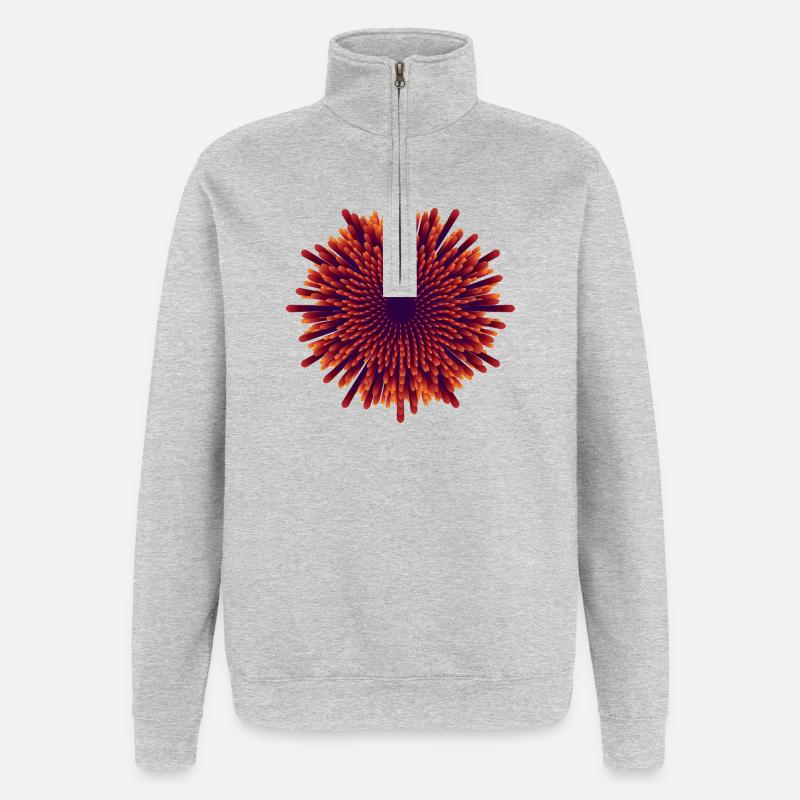 Fleur vectorielle - Sweat à zip 1/4 - gris chiné