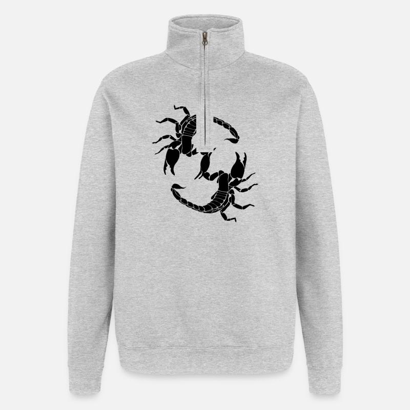 Schwarzer Skorpion - Buchstabe S - Quarter-Zip-Sweatshirt - Grau meliert
