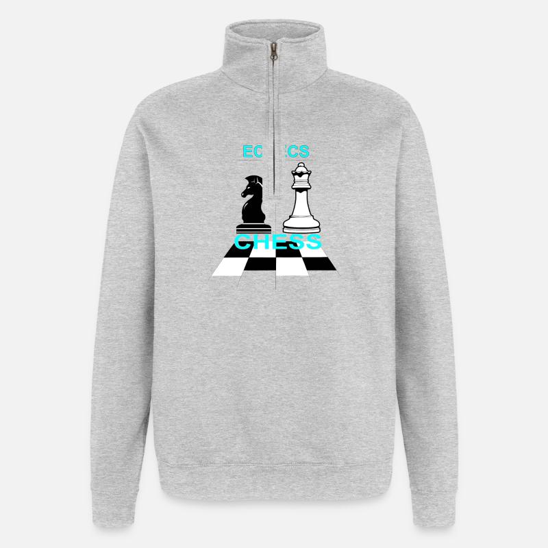 Echecs - Sweat à zip 1/4 - gris chiné