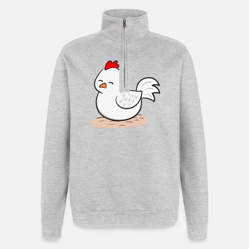 Huhn Hühner - Quarter-Zip-Sweatshirt - Grau meliert