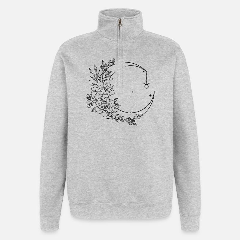 Mitternachts-Silhouetten-Glyphe - Quarter-Zip-Sweatshirt - Grau meliert