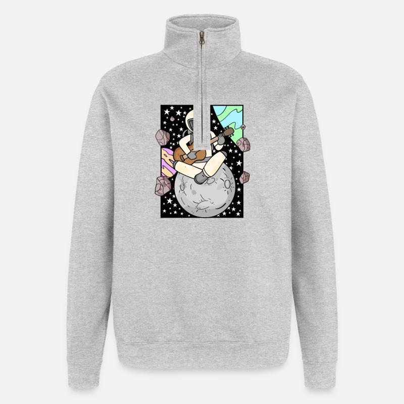 Astronaut plays guitar in space - Quarter-Zip Sweatshirt - heather grey