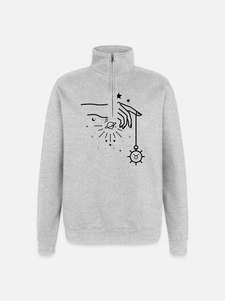 Stierkreis-Astrologie - Quarter-Zip-Sweatshirt - Grau meliert