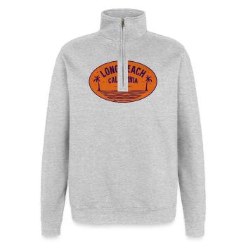 Long Beach Kalifornien Palmenstrand Vintage - Quarter-Zip-Sweatshirt - Grau meliert - Vorne - AI Model Female 172 light (172cm) & AI Model Male 178 dark (178cm)
