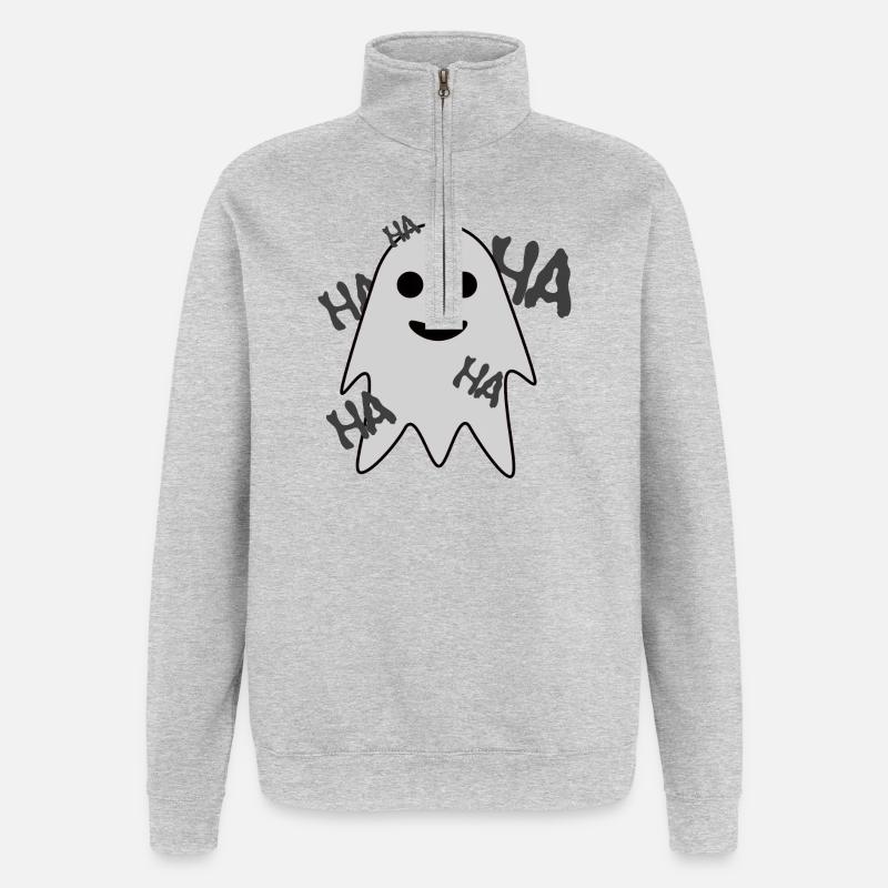 Fantôme - Sweat à zip 1/4 - gris chiné