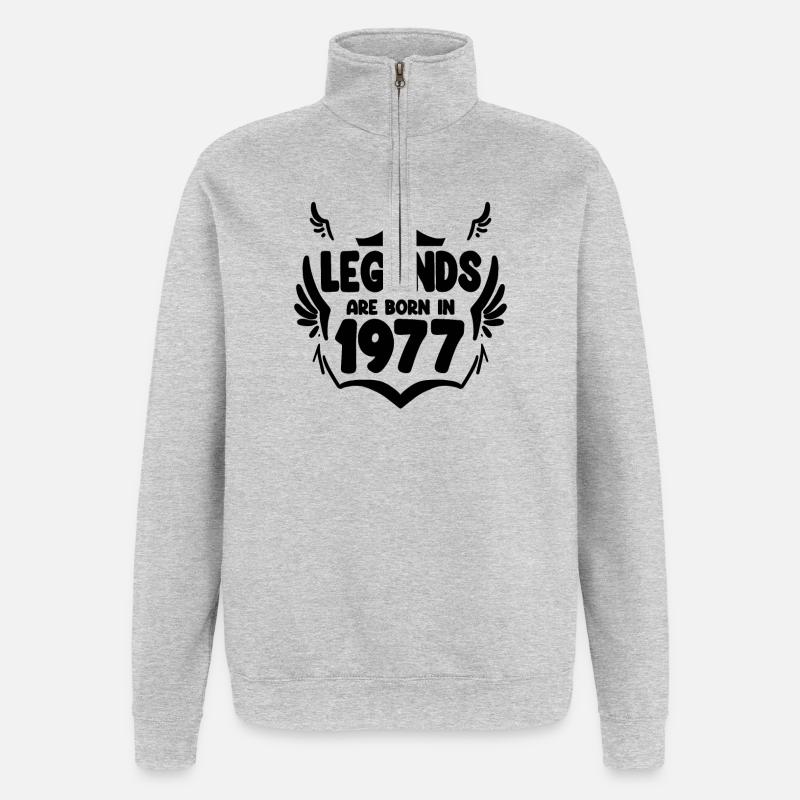 1977 - Né en 1977 - Sweat à zip 1/4 - gris chiné