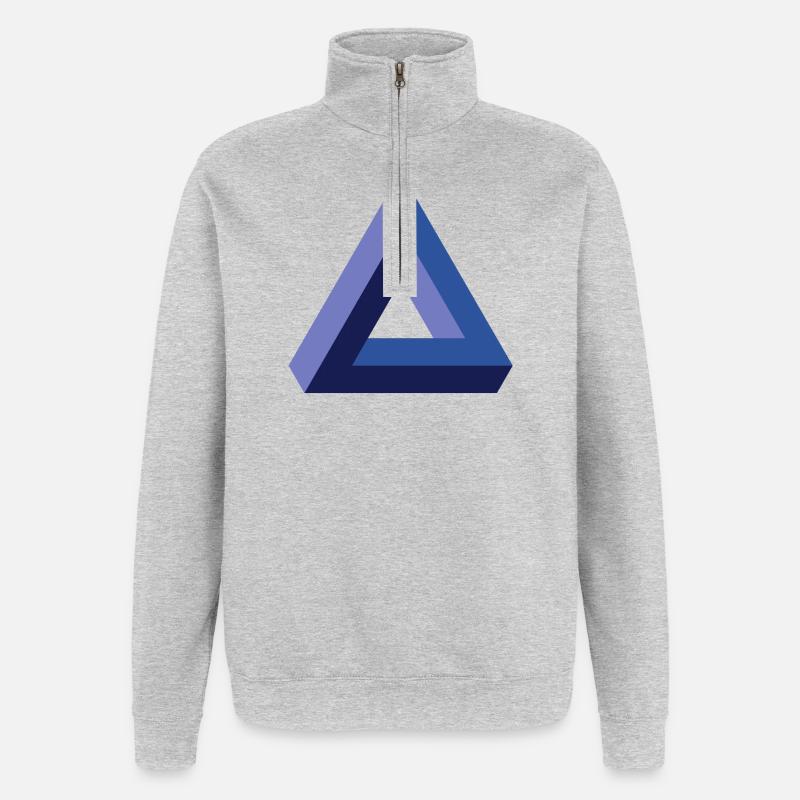 Optical illusion triangle - Quarter-Zip Sweatshirt - heather grey