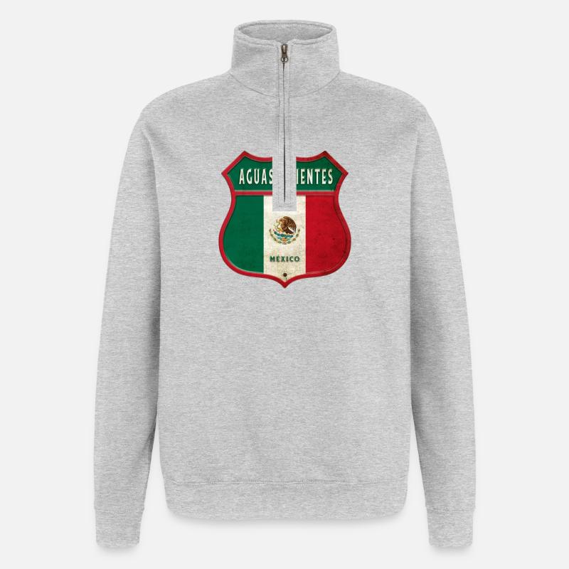 Aguascalientes Mexiko Wappen Design - Quarter-Zip-Sweatshirt - Grau meliert