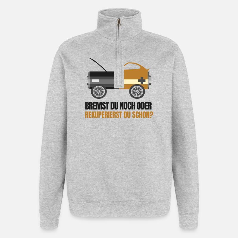 E-Autofahrer - Quarter-Zip-Sweatshirt - Grau meliert