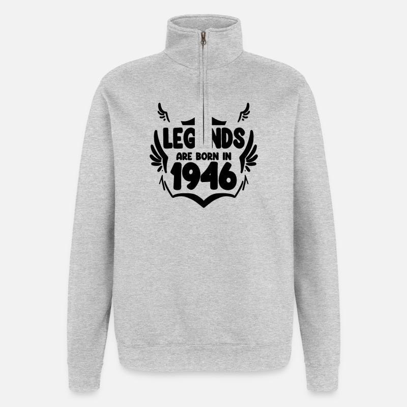 1946 - Born 1946 - Quarter-Zip Sweatshirt - heather grey