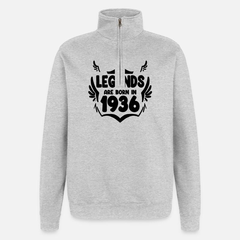 1936 - Né en 1936 - Sweat à zip 1/4 - gris chiné
