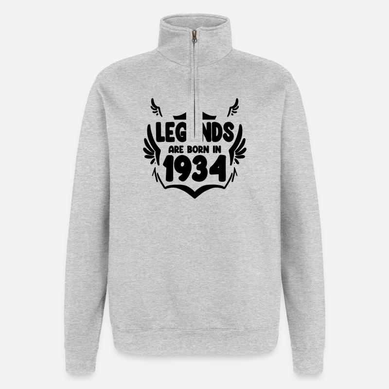1934 - born 1934 - Quarter-Zip Sweatshirt - heather grey