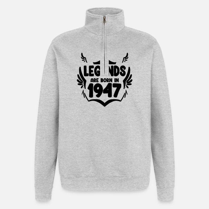1947 - Born 1947 - Quarter-Zip Sweatshirt - heather grey