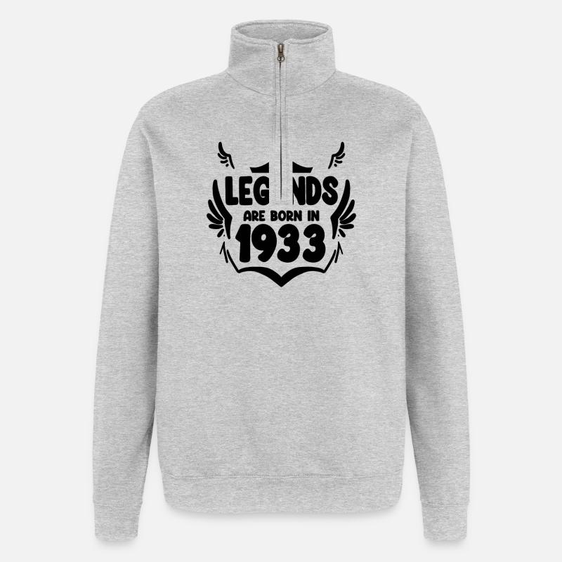 1933 - Quarter-Zip-Sweatshirt - Grau meliert