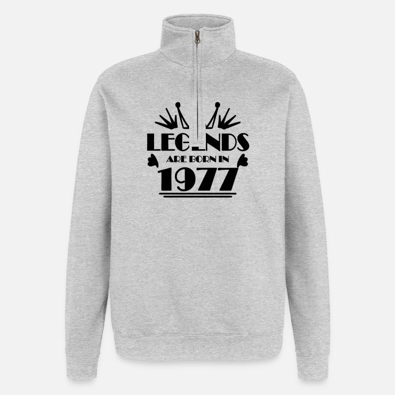 1977 - Born 1977 - Quarter-Zip Sweatshirt - heather grey