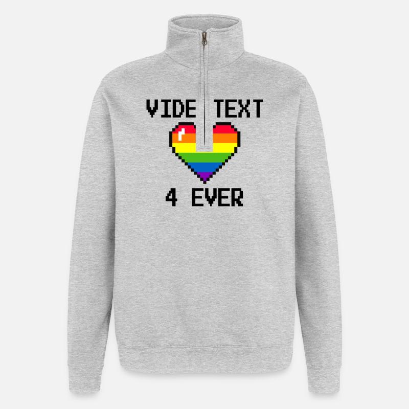 Videotext for ever - Quarter-Zip-Sweatshirt - Grau meliert