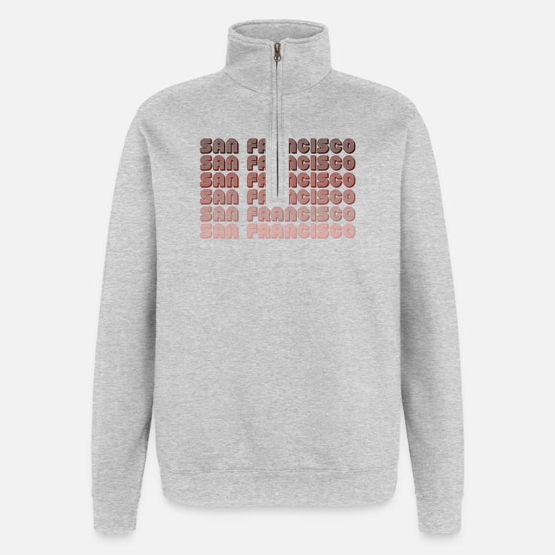 San Francisco Grid Gradient Pattern - Quarter-Zip Sweatshirt - heather grey