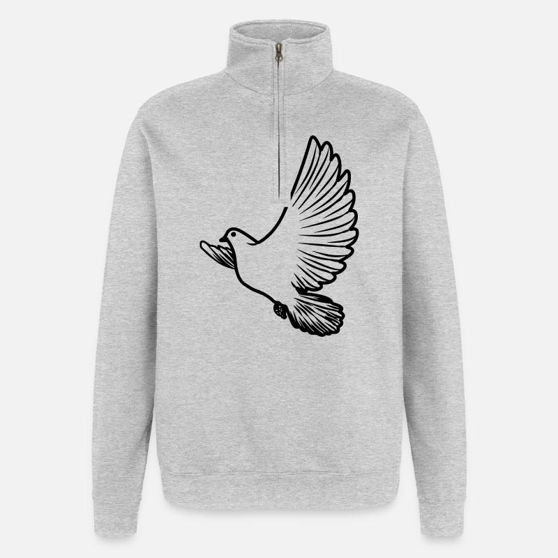 Transparente Friedenstaube - Quarter-Zip-Sweatshirt - Grau meliert