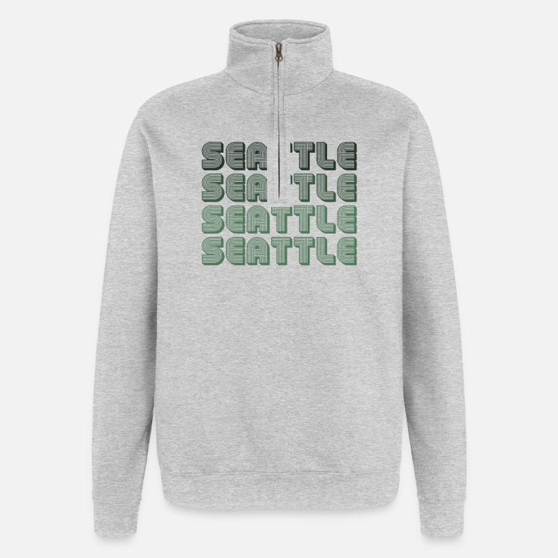 Seattle Blockgrid Pattern - Quarter-Zip Sweatshirt - heather grey